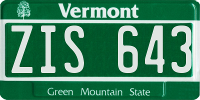VT license plate ZIS643