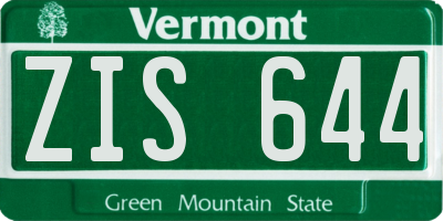 VT license plate ZIS644