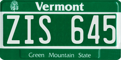 VT license plate ZIS645