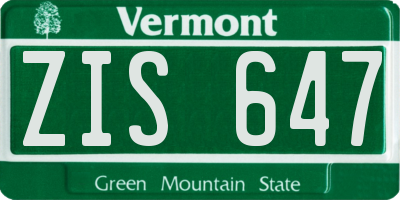 VT license plate ZIS647