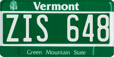 VT license plate ZIS648