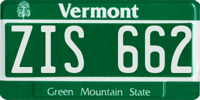 VT license plate ZIS662