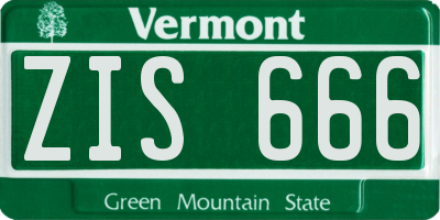 VT license plate ZIS666