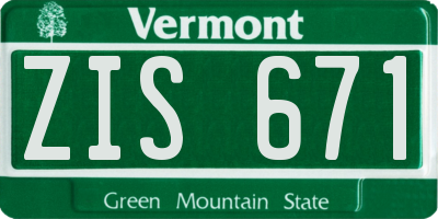 VT license plate ZIS671