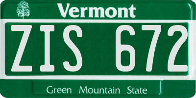 VT license plate ZIS672