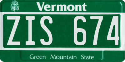 VT license plate ZIS674