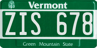VT license plate ZIS678