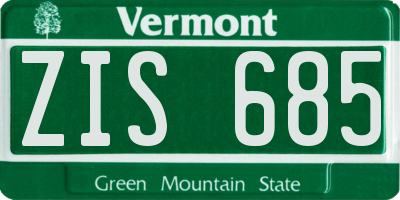 VT license plate ZIS685