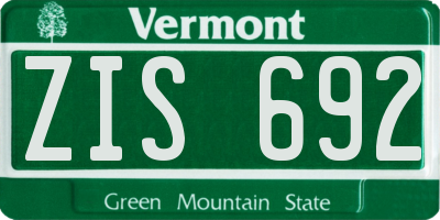 VT license plate ZIS692