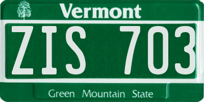 VT license plate ZIS703