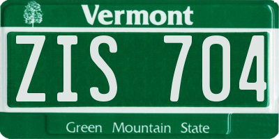 VT license plate ZIS704
