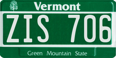 VT license plate ZIS706