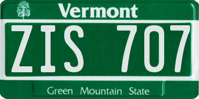VT license plate ZIS707