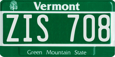VT license plate ZIS708