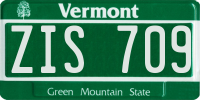 VT license plate ZIS709