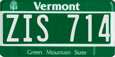 VT license plate ZIS714
