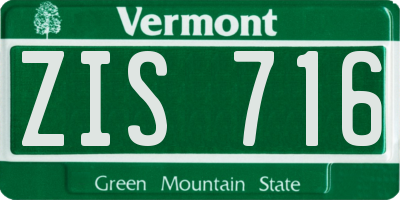 VT license plate ZIS716