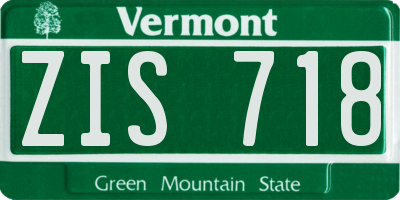 VT license plate ZIS718