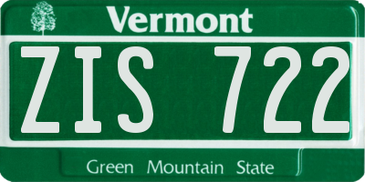 VT license plate ZIS722