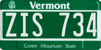 VT license plate ZIS734