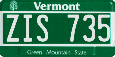 VT license plate ZIS735