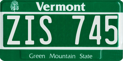 VT license plate ZIS745