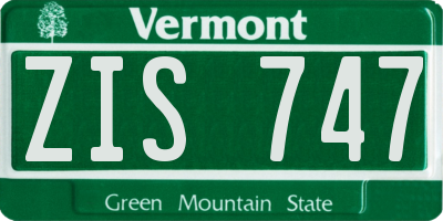 VT license plate ZIS747