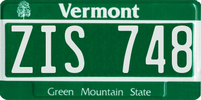VT license plate ZIS748