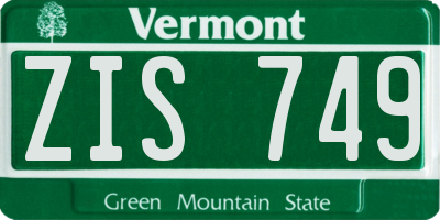 VT license plate ZIS749