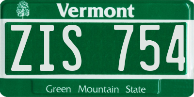 VT license plate ZIS754