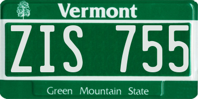 VT license plate ZIS755