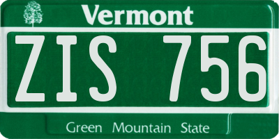 VT license plate ZIS756