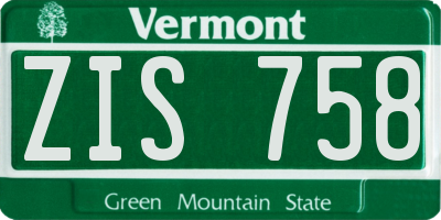 VT license plate ZIS758
