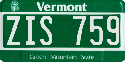 VT license plate ZIS759