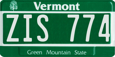 VT license plate ZIS774