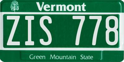 VT license plate ZIS778