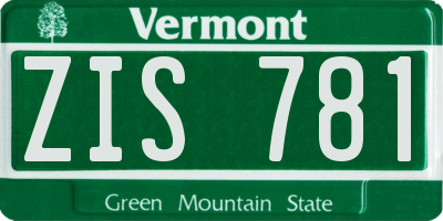 VT license plate ZIS781