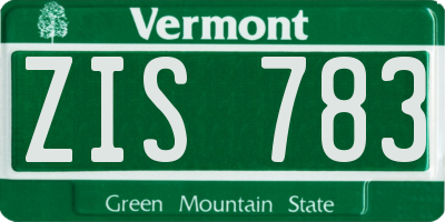 VT license plate ZIS783