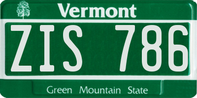 VT license plate ZIS786