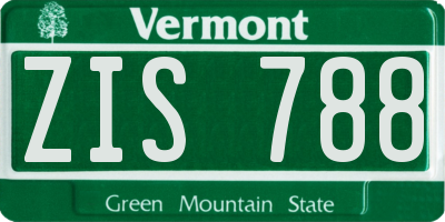 VT license plate ZIS788