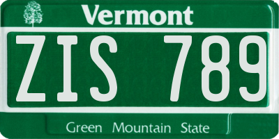 VT license plate ZIS789