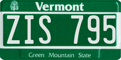 VT license plate ZIS795