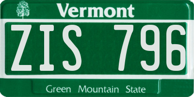 VT license plate ZIS796