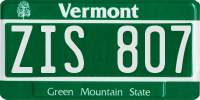 VT license plate ZIS807