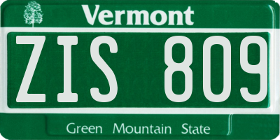 VT license plate ZIS809