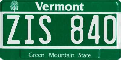 VT license plate ZIS840