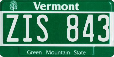 VT license plate ZIS843