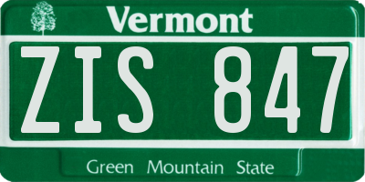 VT license plate ZIS847