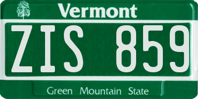 VT license plate ZIS859