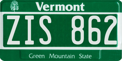 VT license plate ZIS862